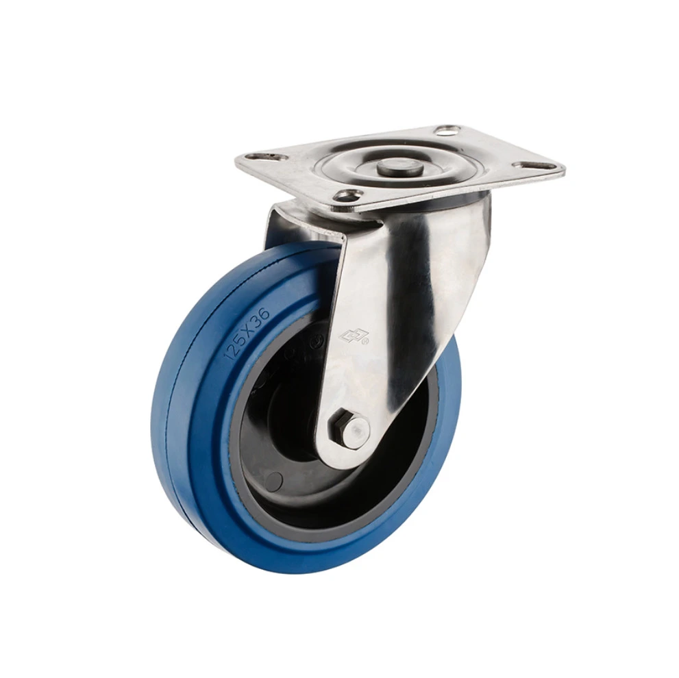 Elastic Rubber Nylon Hub Double Ball Bearing Caster